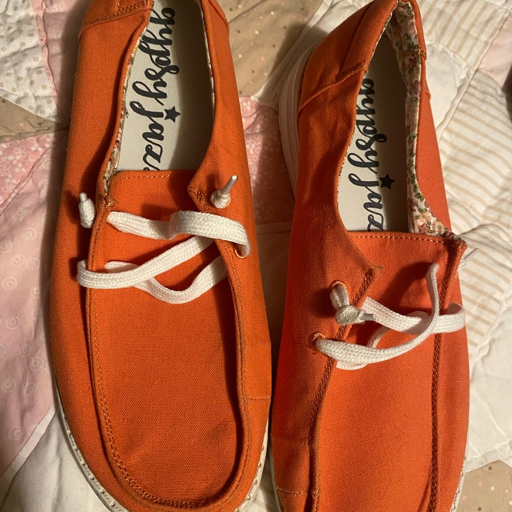 Gypsy Jazz Orange Canvas Shoes size 10